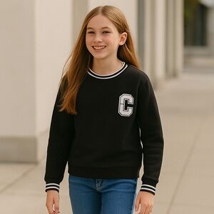 NWT Denim & Flower Unisex Varsity Fleece Sweatshirt 11/12